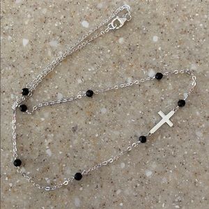 Silver Cross Necklace 17”
